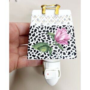 Sorelle Porcelain Purse Nightlight Floral  Gold Trim Works Great EUC
